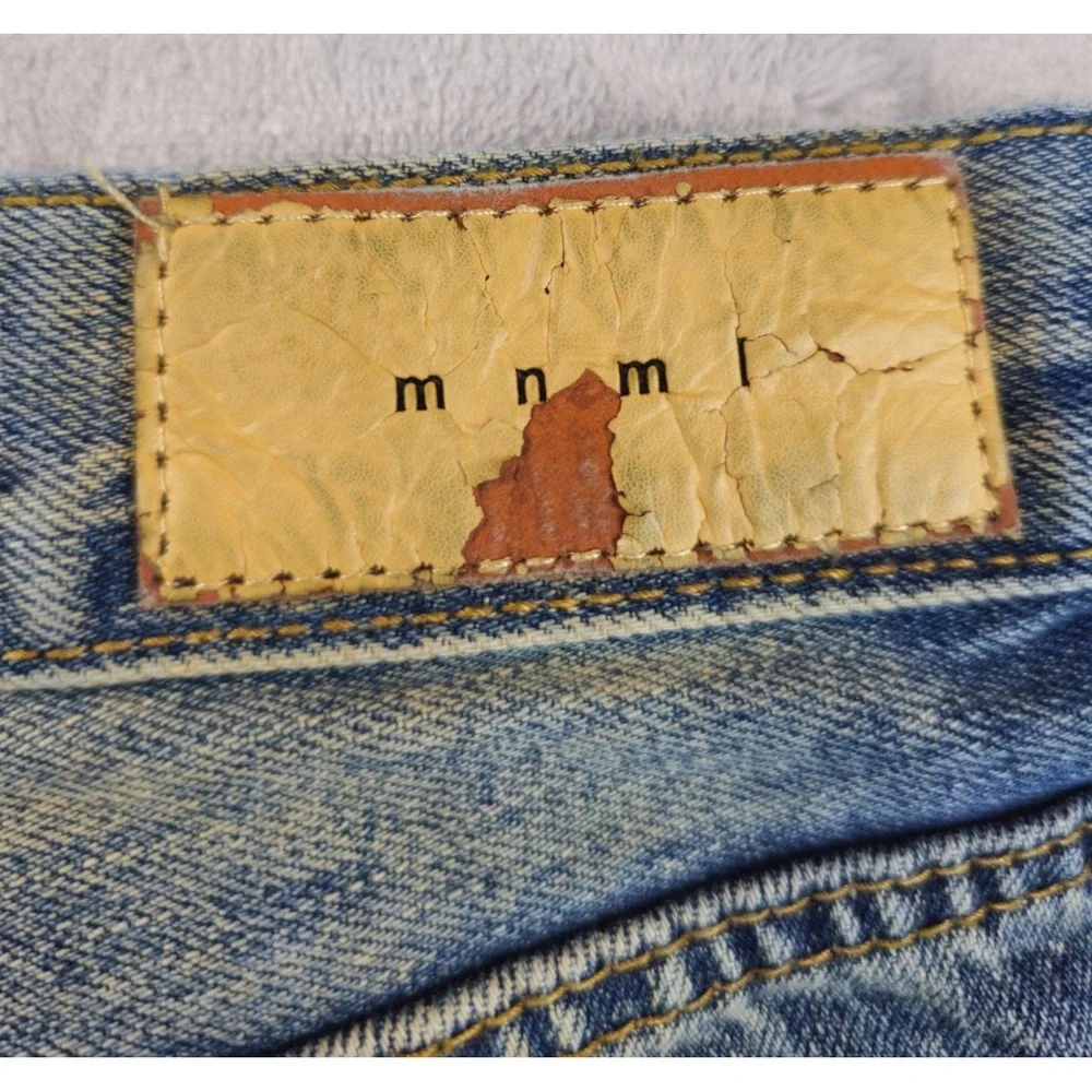 MNML Distressed Blue Men's Denim Jeans Size 40x31.5 Button Fly